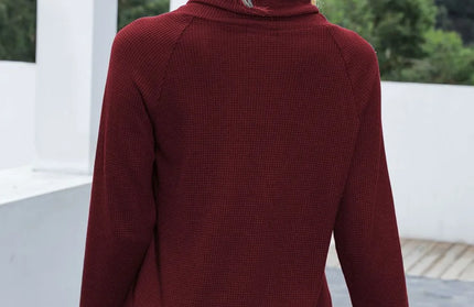 Drawstring Mock Neck Raglan Sleeve Hoodie