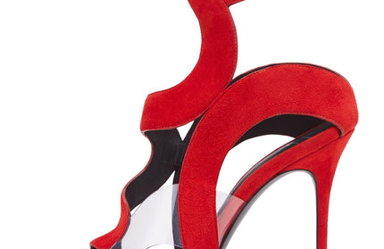 Open Toe Suede Buckle High Heels