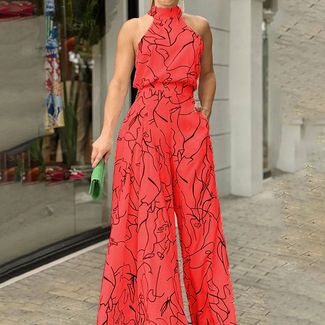 Sleeveless Halterneck Jumpsuit - Hey Love Boutique