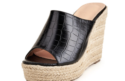 Retro Crocodile Pattern Wedge Heels - Hey Love Boutique