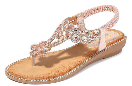 Flower Rhinestone Pop Style Sandals