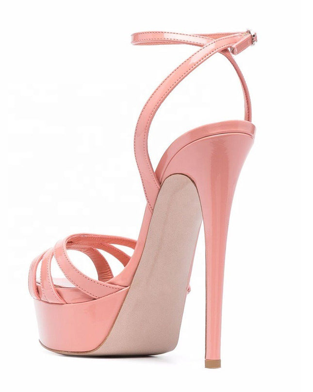Platform Round Toe Ankle Buckle High Heels