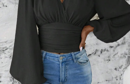 Smocked Balloon Sleeve Blouse