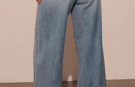 Tied Wide Leg Jeans with Pockets