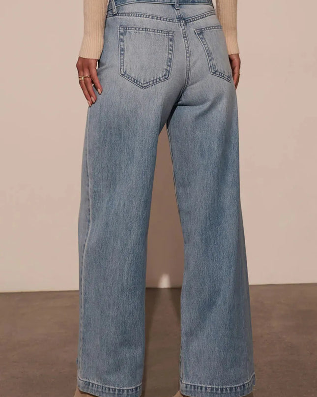 Tied Wide Leg Jeans with Pockets