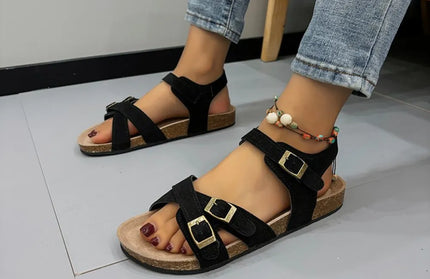 Open Toe Flat Buckle Sandals