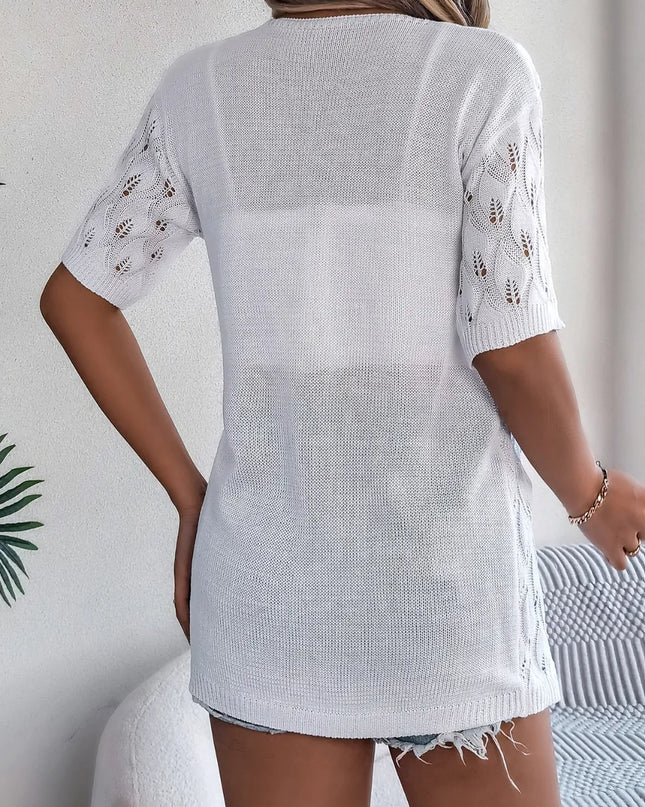 Open Front Short Sleeve Cardigan