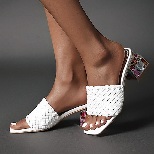 Slide Low Heels Casual Knitted Beach Women's Slipper Large Size 48