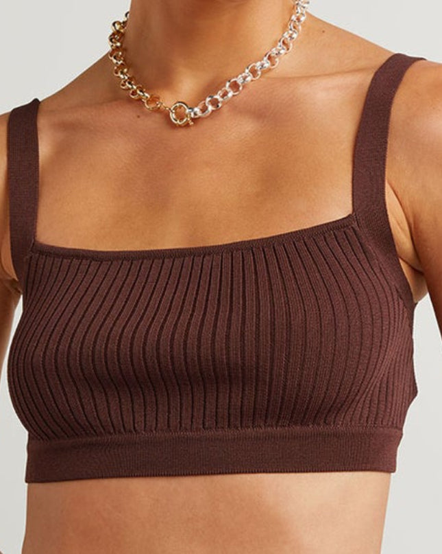 Ribbed Tank Top And Pleated Knitted Skirt Set