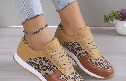 Leopard Print Lace-Up Sneakers