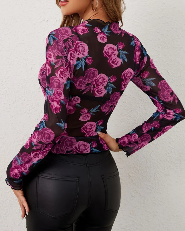 Elegant Flower Floral Print Shirt