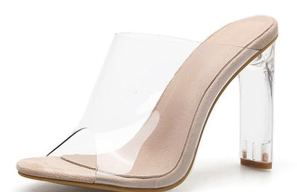 Crystal Square Transparent Clear High Heels - Hey Love Boutique