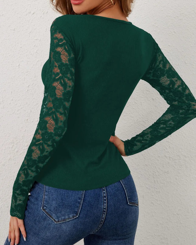 Fan Shaped Lace Slim Fit T-shirt