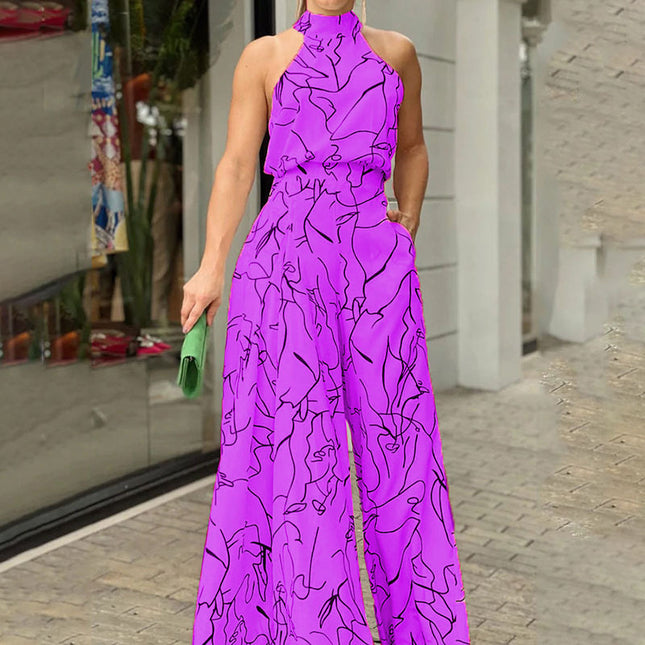 Sleeveless Halterneck Jumpsuit - Hey Love Boutique
