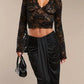 Sexy Transparent Lace Flared Long Sleeved Shirt