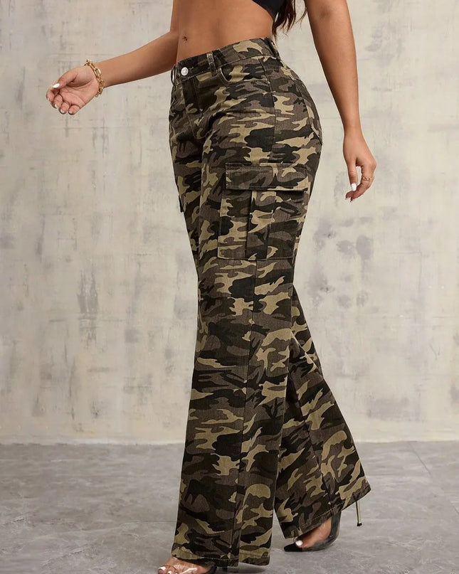Camouflage Wide Leg Jeans
