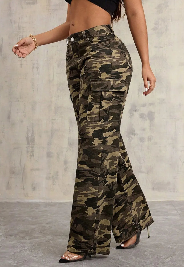 Camouflage Wide Leg Jeans