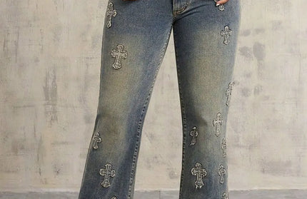 Cross Wide Leg Jeans with Pockets