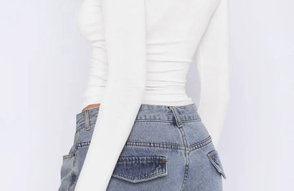 Ruched Asymmetrical Neck Long Sleeve T-Shirt