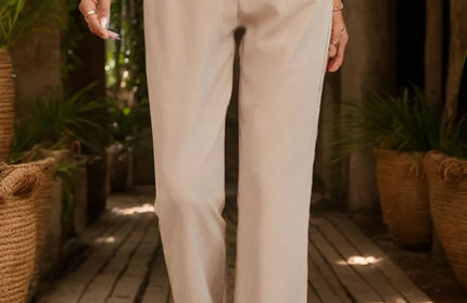 Ruched Half Elastic Waist Pants