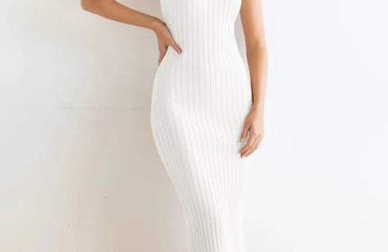 Slit Ribbed Round Neck Sleeveless Dress