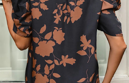 Frill Printed Puff Sleeve Blouse