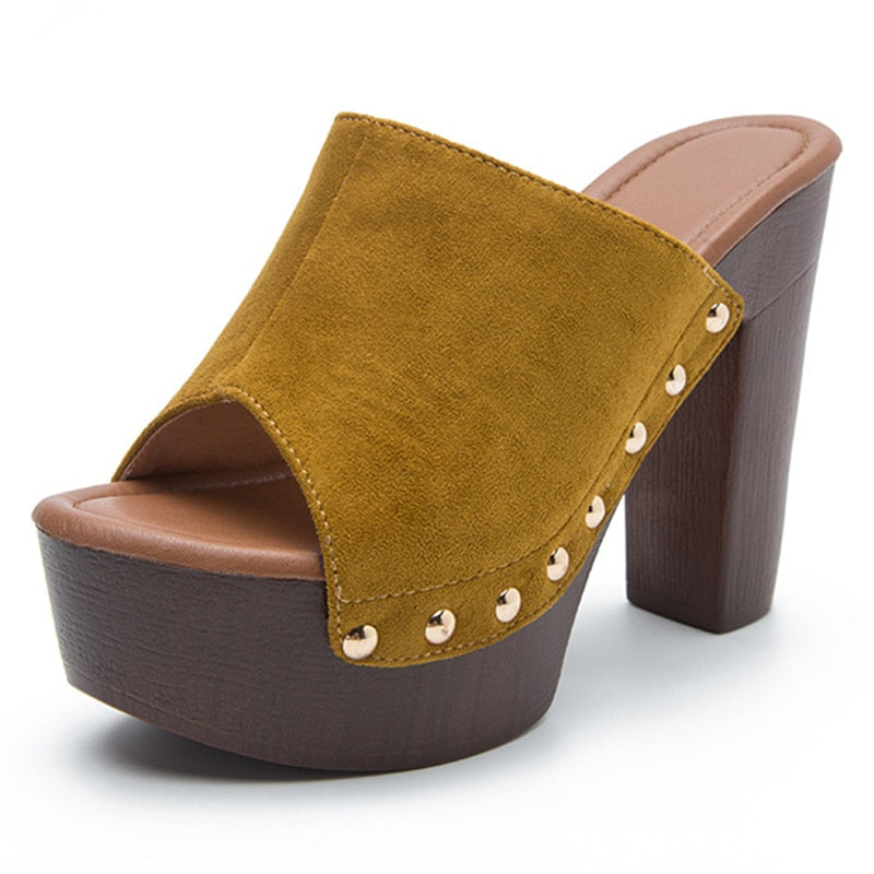 Platform Pumps Rivet Mules Shoes