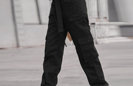 New Washed Denim Multi Pocket Heavy Casual Overalls Trousers - Hey Love Boutique