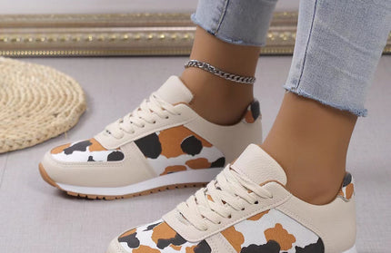 Leopard Print Lace-Up Sneakers
