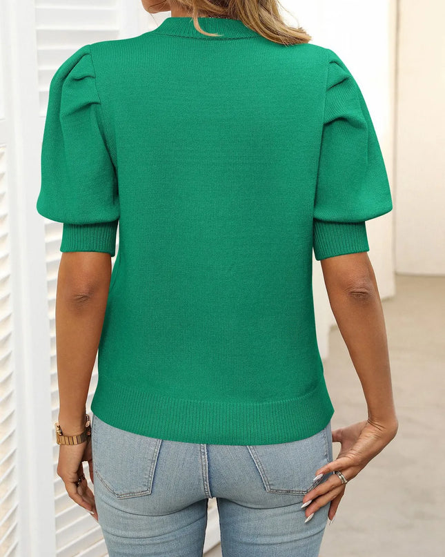 Casual Simple Bubble Sleeve Sweater