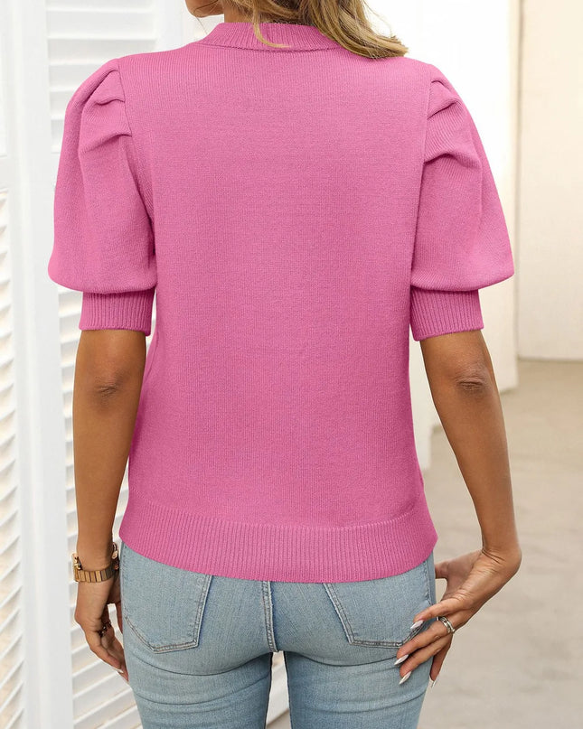 Casual Simple Bubble Sleeve Sweater