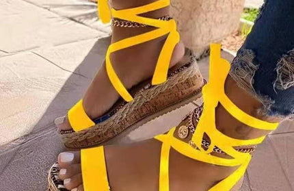 Sandals Women's New Thick Bottom Strappy Snake Print Sandals Large Size Shoes