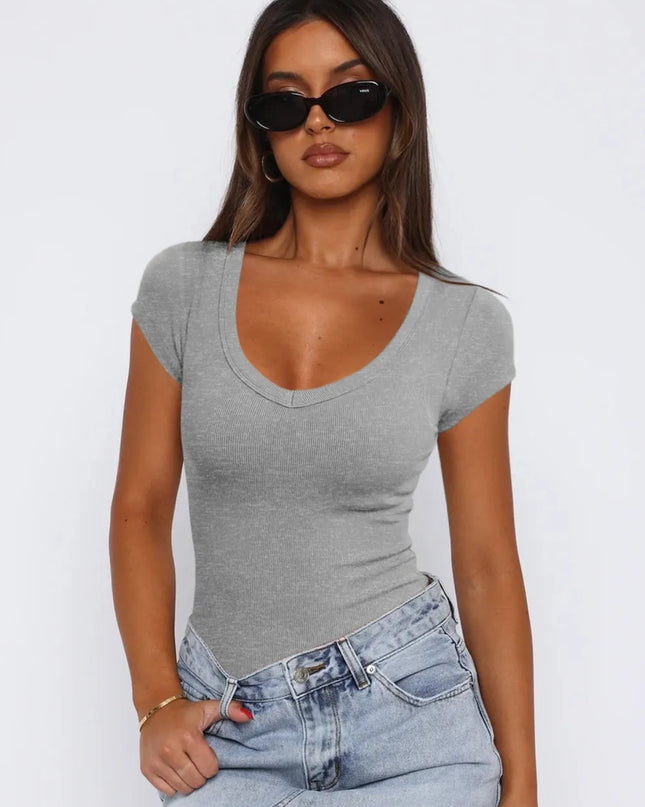Scoop Neck Cap Sleeve T-Shirt