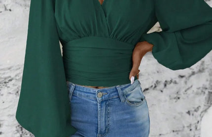 Smocked Balloon Sleeve Blouse