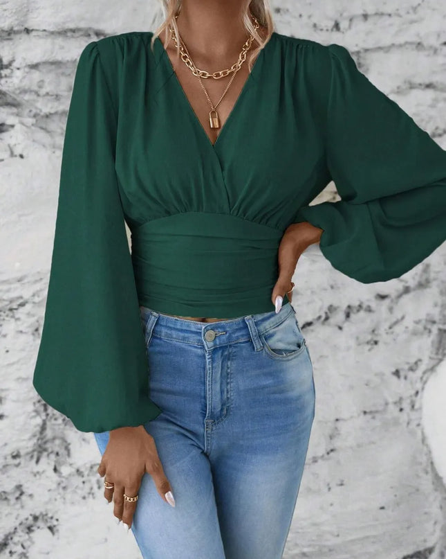 Smocked Balloon Sleeve Blouse