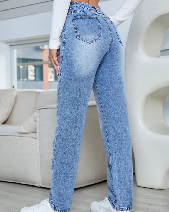 High Waisted Straight Leg Jeans