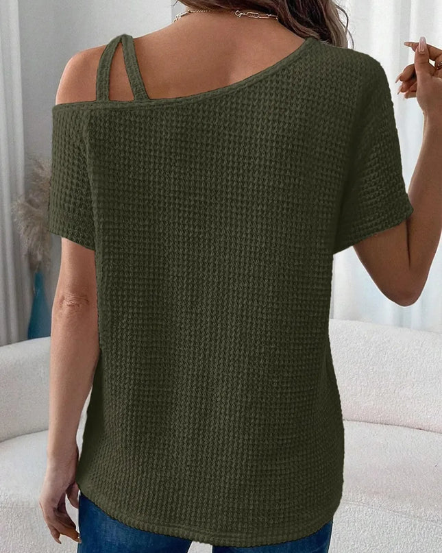 Knitted One Shoulder Sleeved Sweater