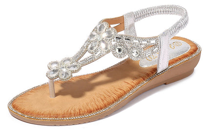 Flower Rhinestone Pop Style Sandals