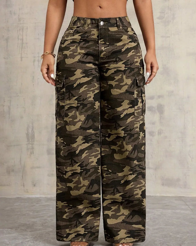 Camouflage Wide Leg Jeans