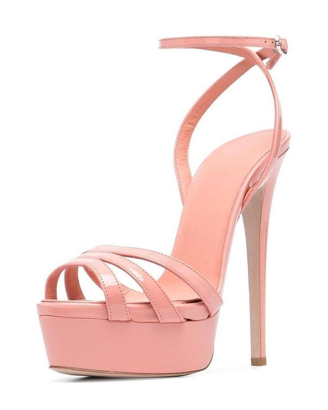 Platform Round Toe Ankle Buckle High Heels