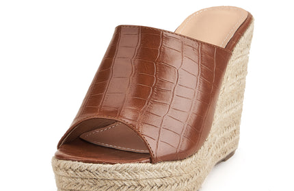 Retro Crocodile Pattern Wedge Heels - Hey Love Boutique