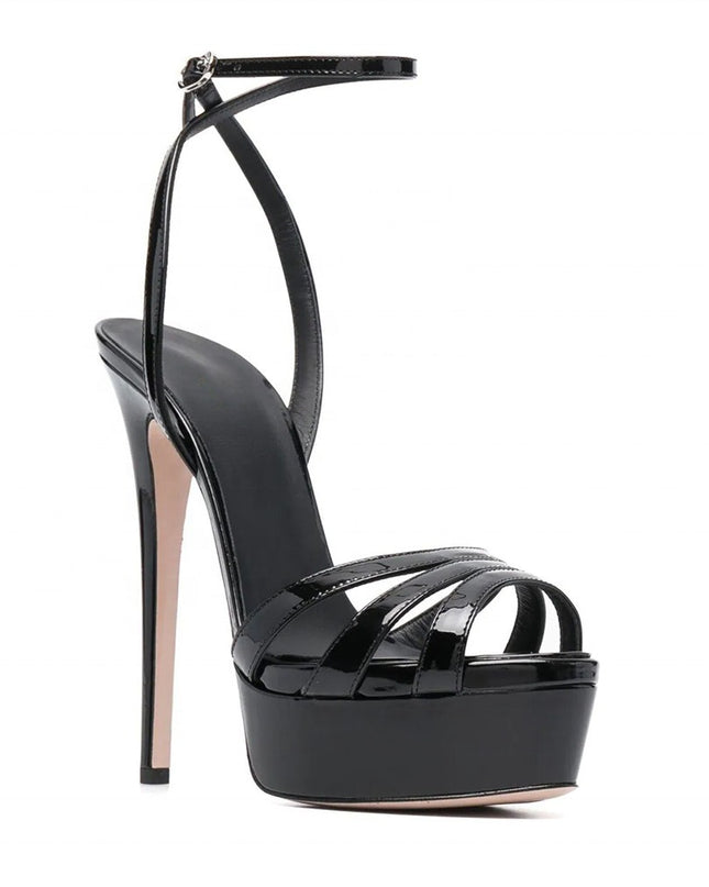 Platform Round Toe Ankle Buckle High Heels