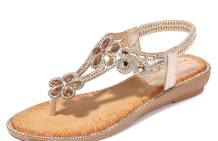 Flower Rhinestone Pop Style Sandals