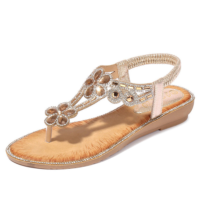 Flower Rhinestone Pop Style Sandals