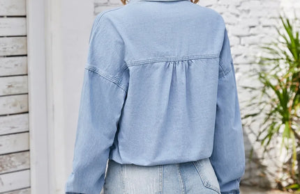 Button Up Long Sleeve Denim Jacket with Breast Pockets
