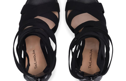 Black Elastic Belt Heels