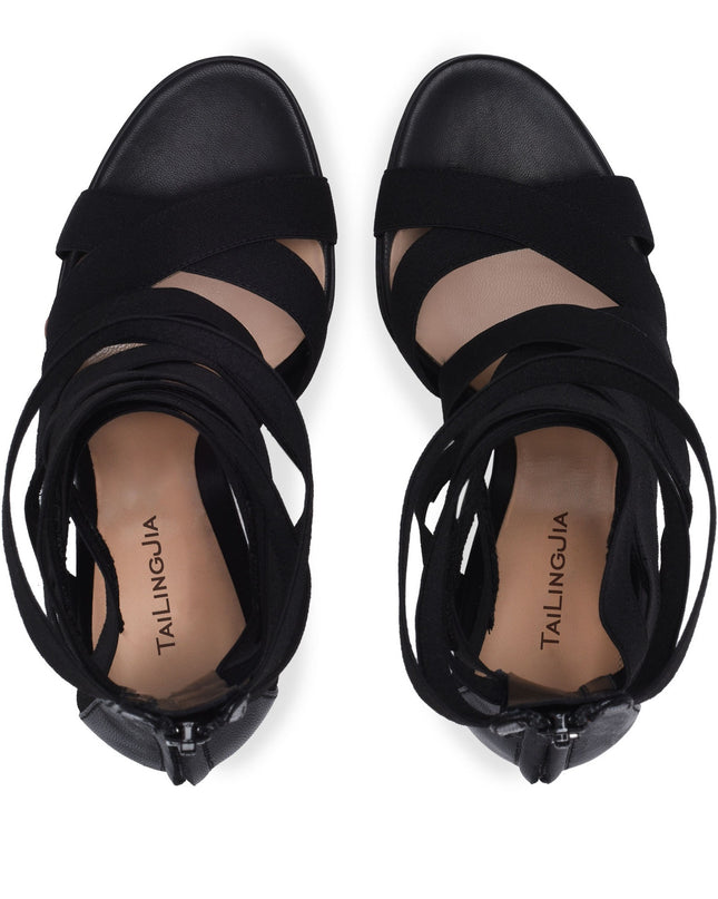 Black Elastic Belt Heels