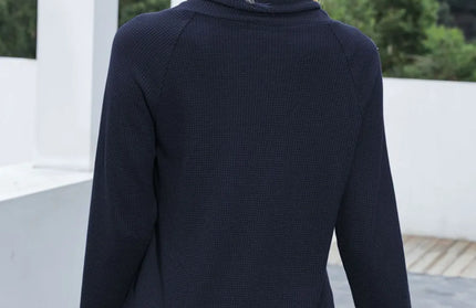 Drawstring Mock Neck Raglan Sleeve Hoodie