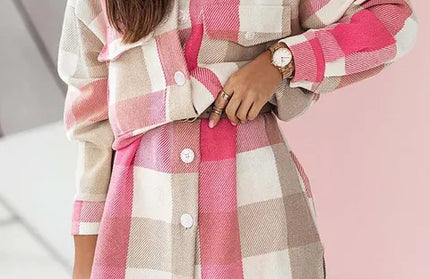 Long Plaid Thick Long Coat - Hey Love Boutique