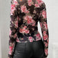Mesh Floral Mock Neck Long Sleeve Shirt
